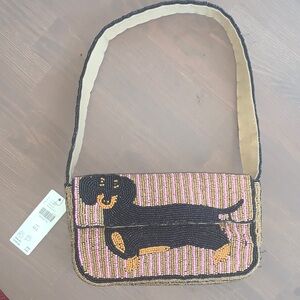 Anthropologie Beaded Dachshund Shoulder Bag